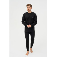  Чоловічий комплект термобілизни лонгслів та кальсони LUX Cott's Wool чорний Thermal set
