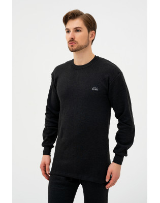  Чоловічий комплект термобілизни лонгслів та кальсони LUX Cott's Wool чорний Thermal set