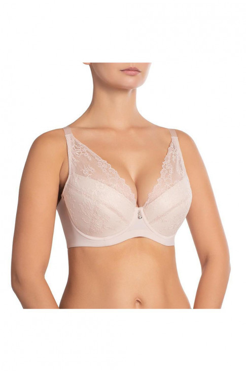Бюстгальтер базовый на косточках на бретелях и чашкой push-up Effetto Lingerie серебряный пион 001 10 03