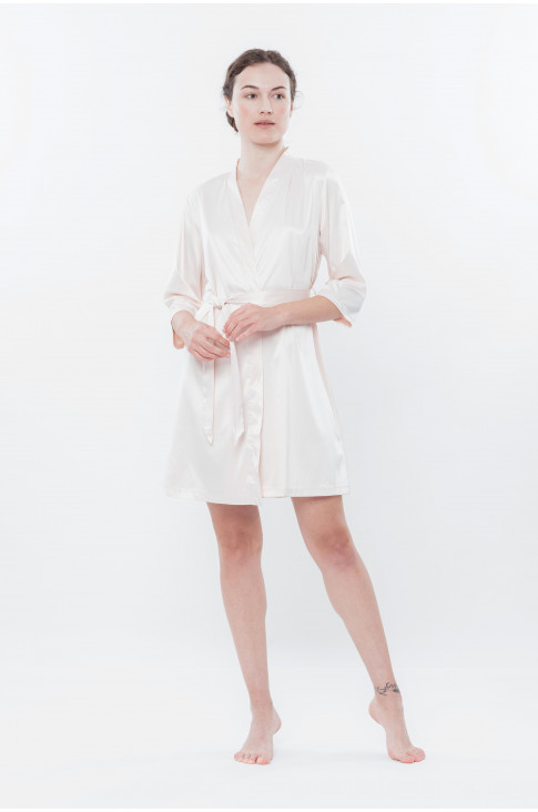 Жіночий халат із рукавом три чверті сатин Effetto рожевий S03200